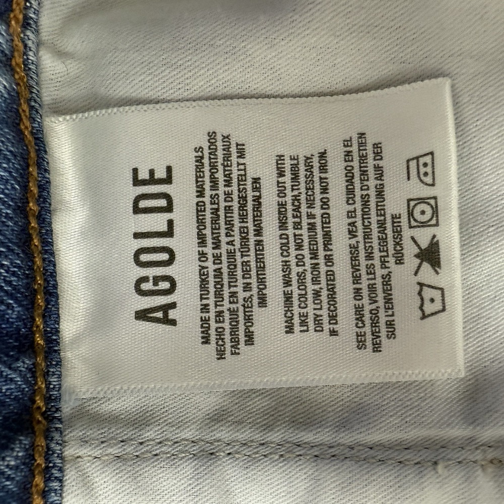 AGOLDE Denim Skirt Women Size 26 Jean Reworked‎ 90's Cutoff Light Wash Raw Hem - Picture 7 of 8